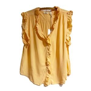 Dylan Gauze Ruffle Neck Sleeveless Top Size Medium Orange Sherbet